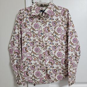 Chaps Shirt Women’s Small Multicolor Floral Button Up Long Sleeve Cotton Blend